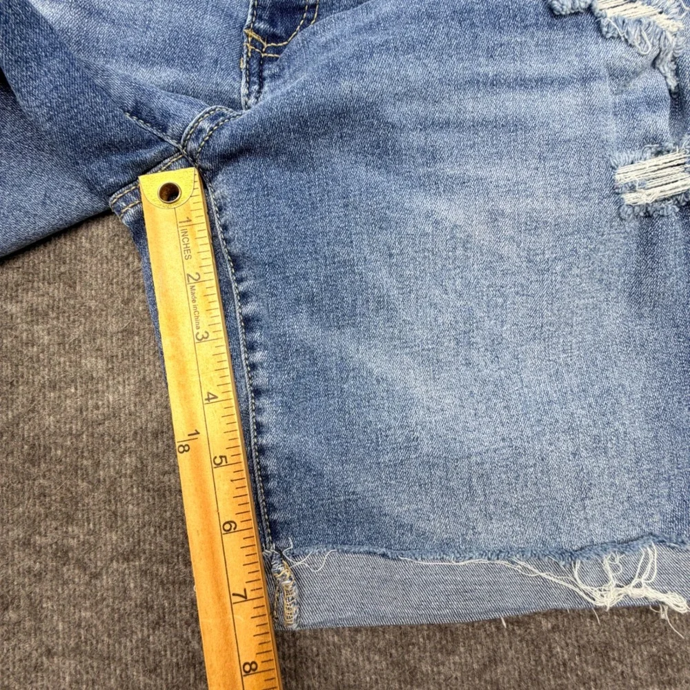 Seven7‎ Womens Distressed Denim Bermuda Shorts Blue Size 4 Cuffed Mid Rise